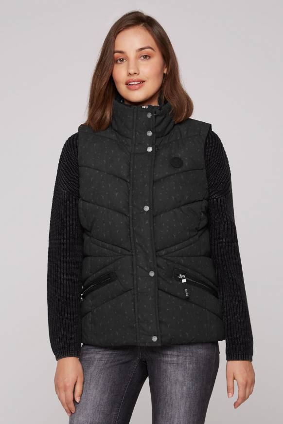 Soccx Steppweste mit filigranem All Over Print black
