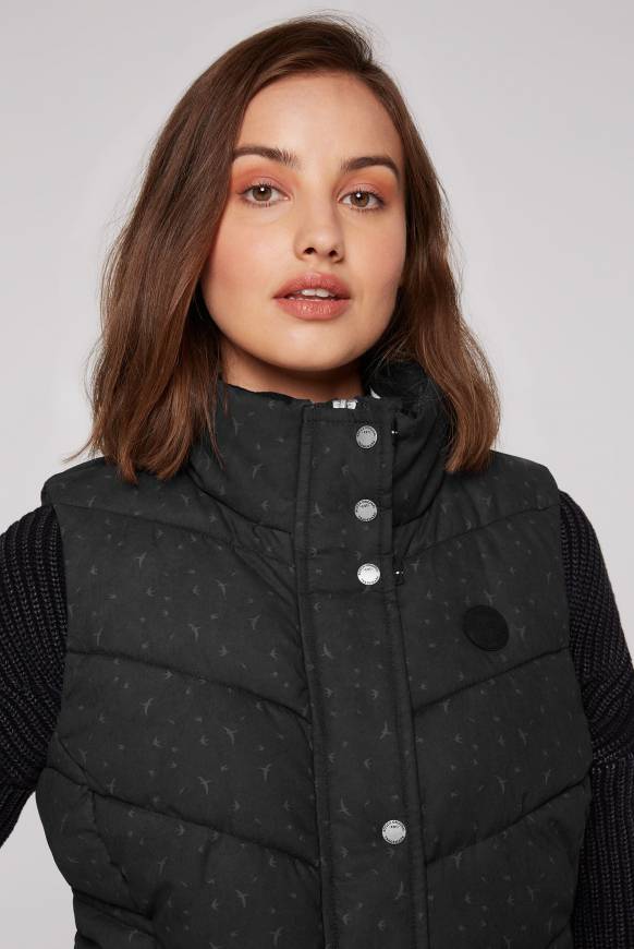 Soccx Steppweste Mit Filigranem All Over Print Black