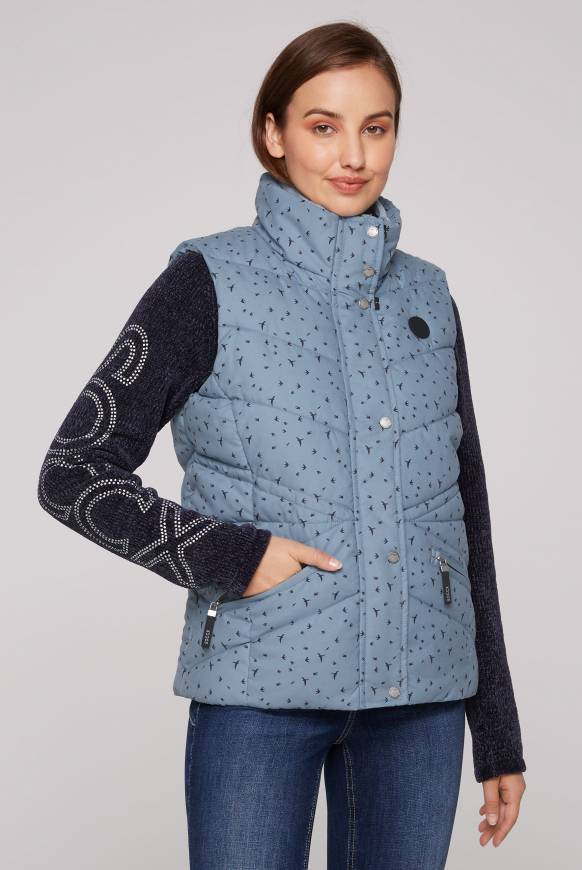 Soccx Steppweste mit filigranem All Over Print cool grey