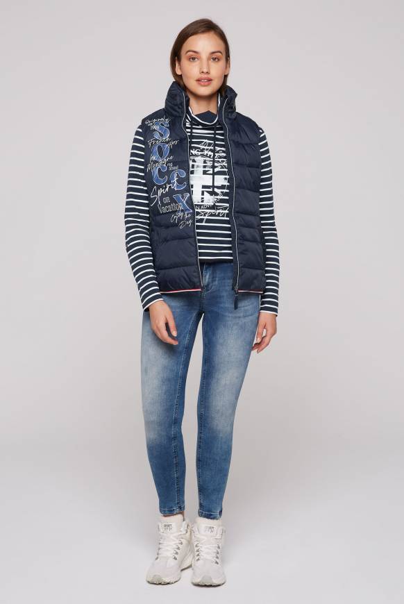 Soccx Steppweste Mit Kapuze Im Stehkragen Blue Navy