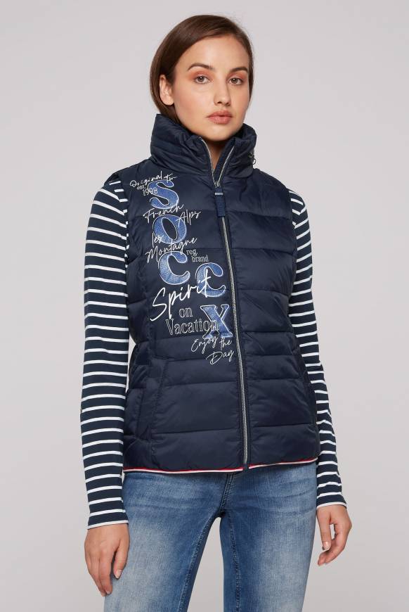 Soccx Steppweste mit Kapuze im Stehkragen blue navy