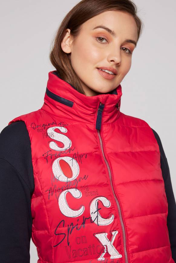 Soccx Steppweste Mit Kapuze Im Stehkragen Clear Red