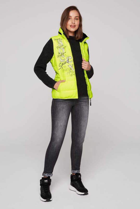 Soccx Steppweste Mit Kapuze Im Stehkragen Yellow Lime