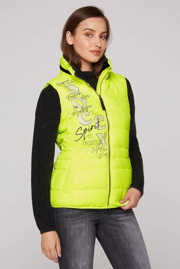 Soccx Steppweste mit Kapuze im Stehkragen yellow lime