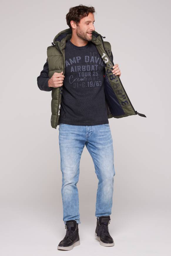 Soccx Steppweste Mit Kapuze Und Rücken-Print Medium Khaki