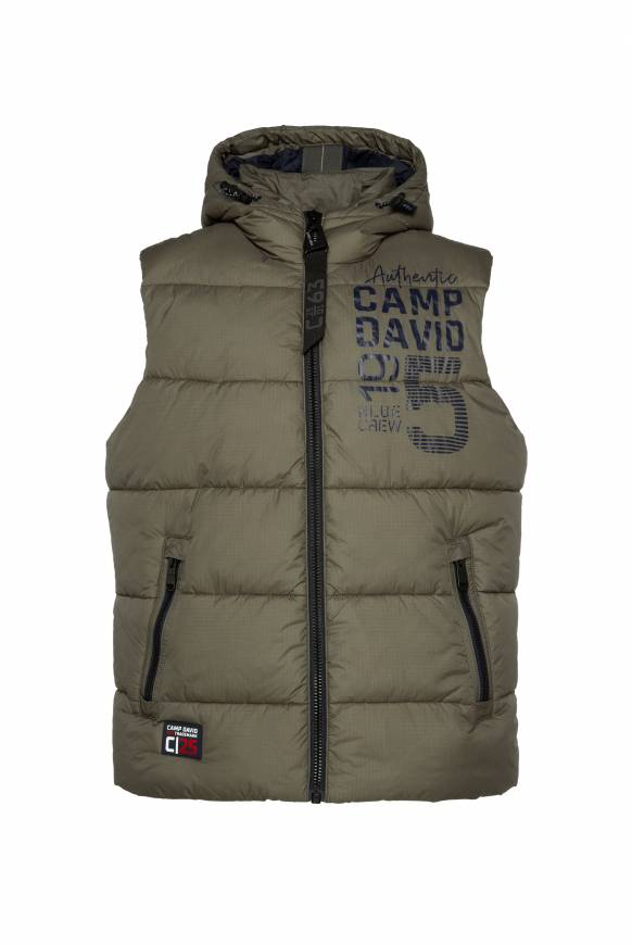 Soccx Steppweste Mit Kapuze Und Rücken-Print Medium Khaki