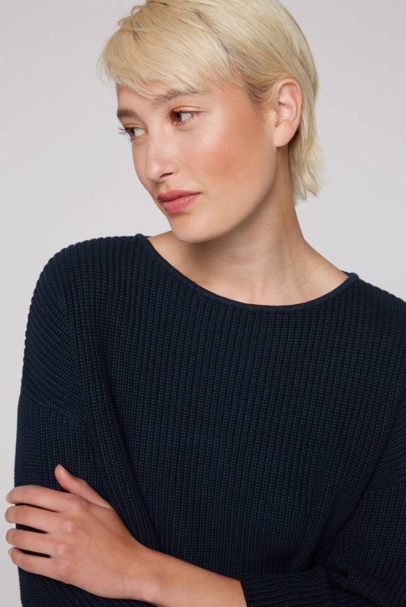 Soccx Stone Washed Pullover Mit Intarsia-Design Blue Navy