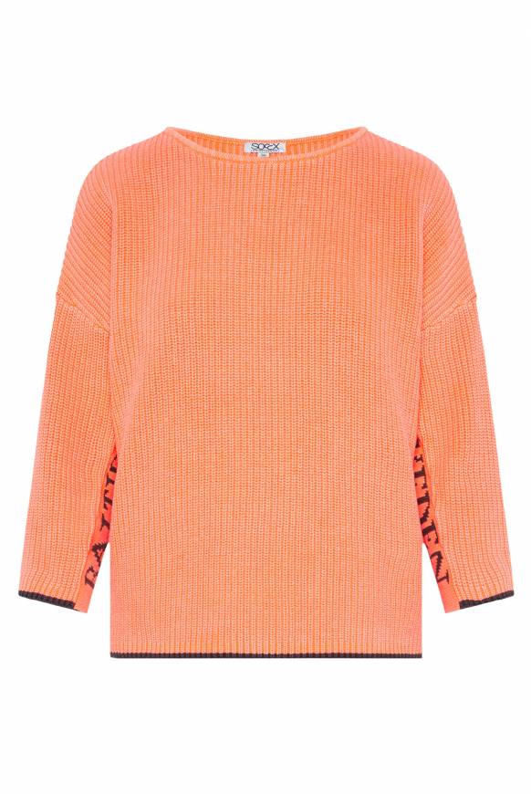 Soccx Stone Washed Pullover Mit Intarsia-Design Neon Orange
