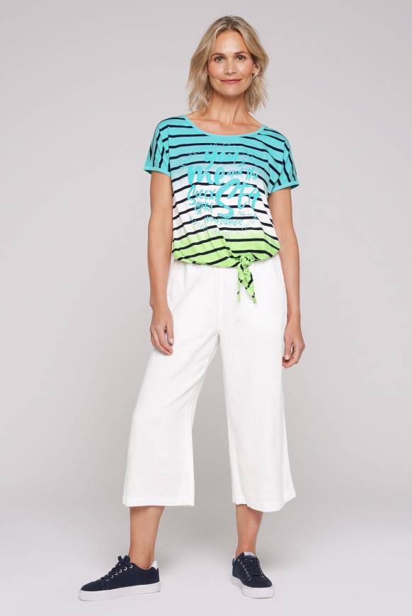 Soccx Streifenshirt Dip Dye Mit Knotensaum Lagoon Blue / Fresh Lime S