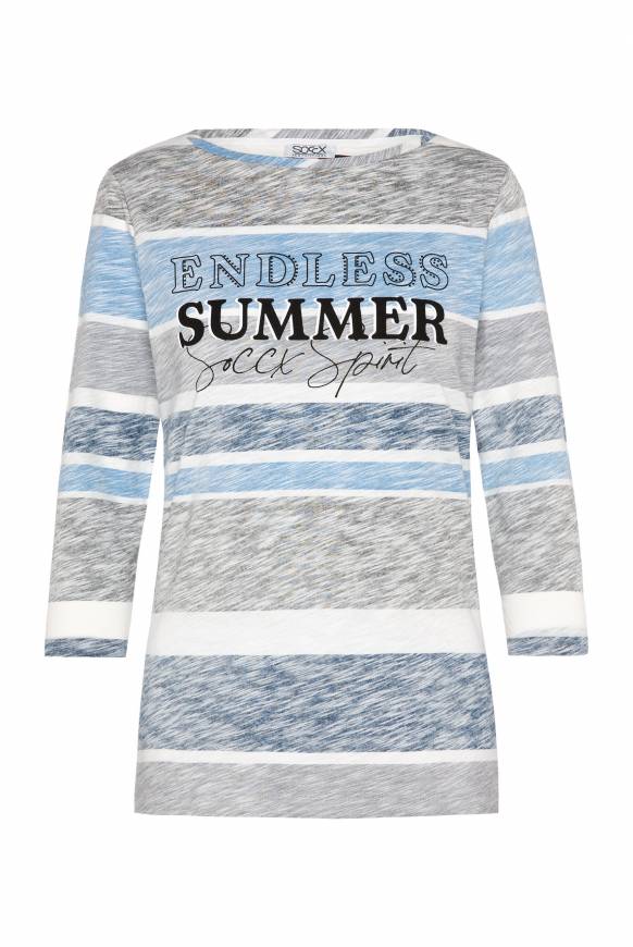 Soccx Streifenshirt Mit U-Boot-Ausschnitt Airy Blue