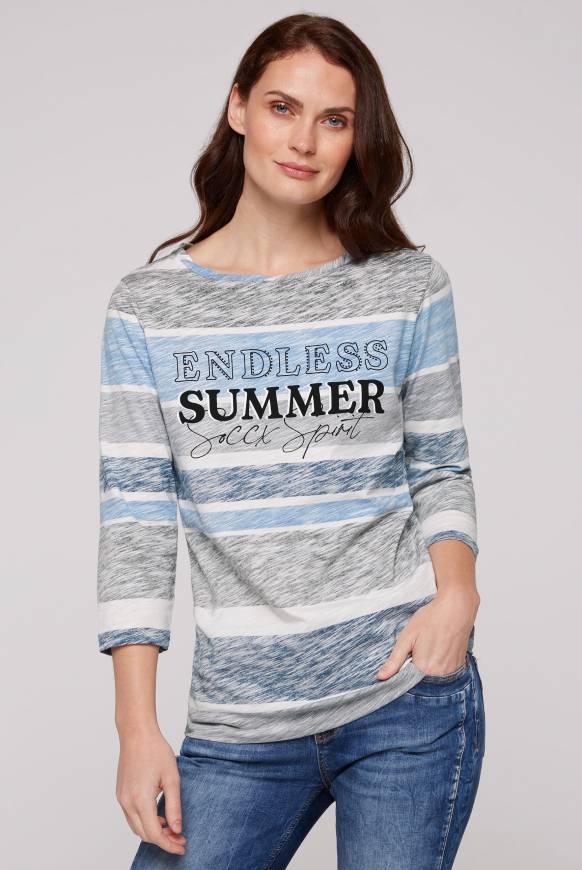 Soccx Streifenshirt mit U-Boot-Ausschnitt airy blue