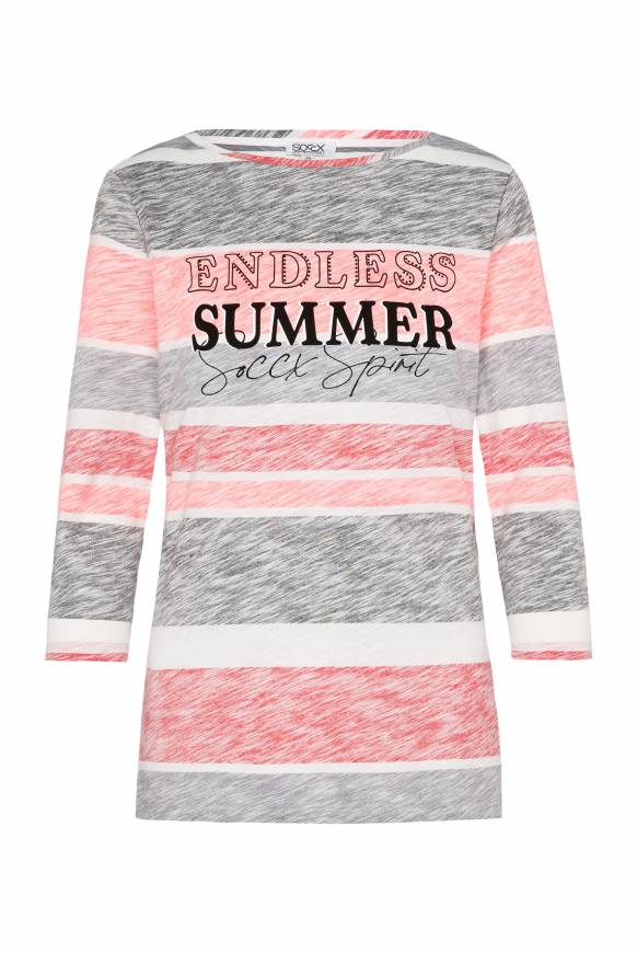 Soccx Streifenshirt Mit U-Boot-Ausschnitt Neon Pink