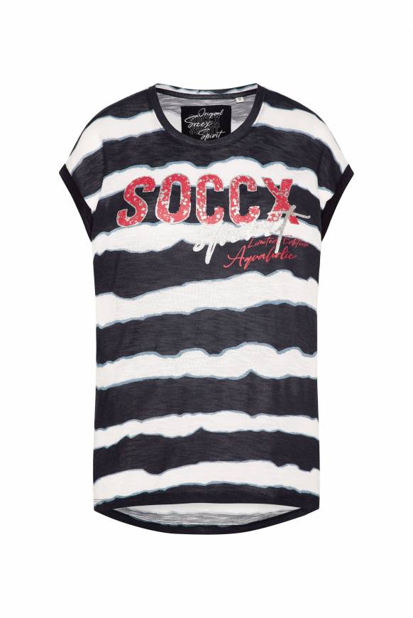 Soccx Streifenshirt Mit überschnittenen Schultern Deep Sea
