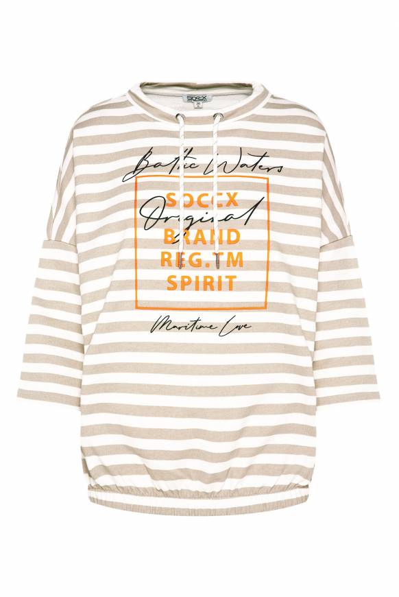 Soccx Streifensweater Mit 3/4-Ärmeln Und Artwork Ivory
