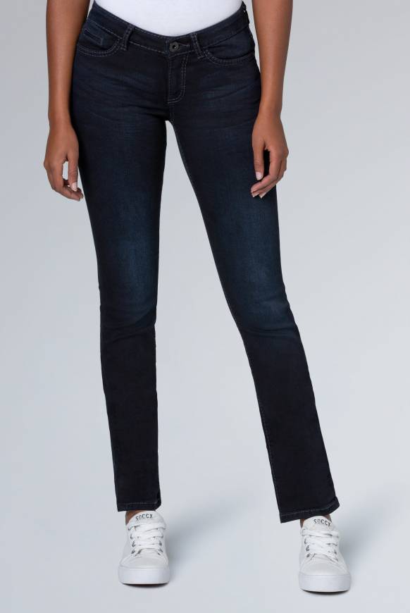 Soccx Stretch-Jeans RO:MY mit geraden Beinverlauf blue black used
