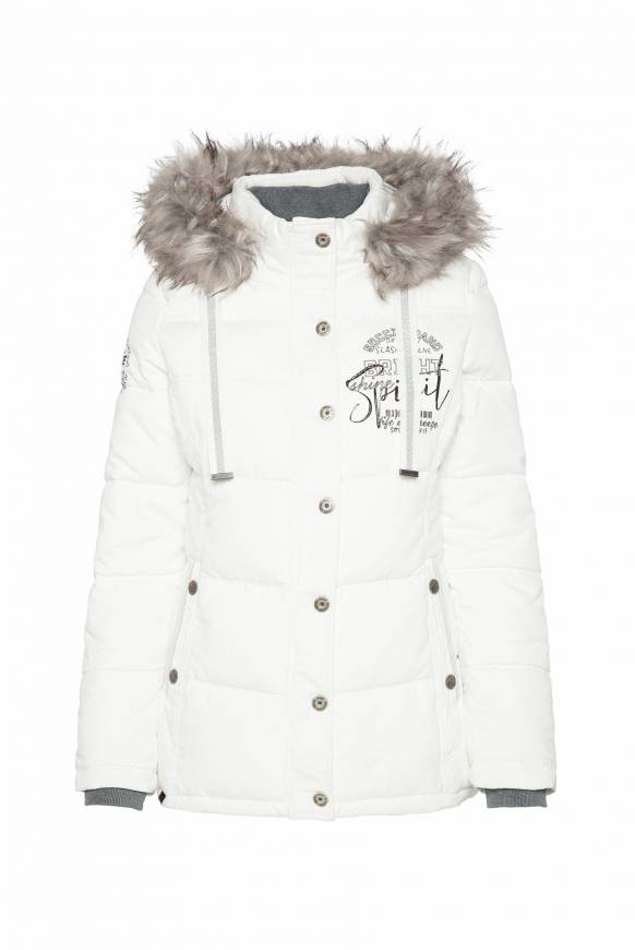 Soccx Strukturierte Jacke Mit Artwork Und Fake Fur Ivory