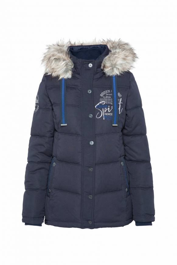 Soccx Strukturierte Jacke Mit Artwork Und Fake Fur Nautic Navy