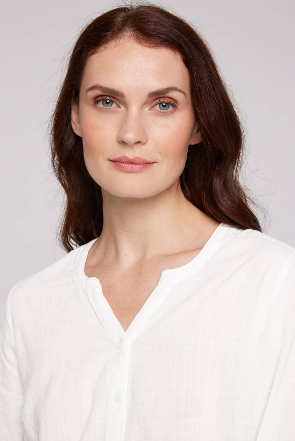 Soccx Strukturierte Langarmbluse Mit Tunika-Ausschnitt Ivory