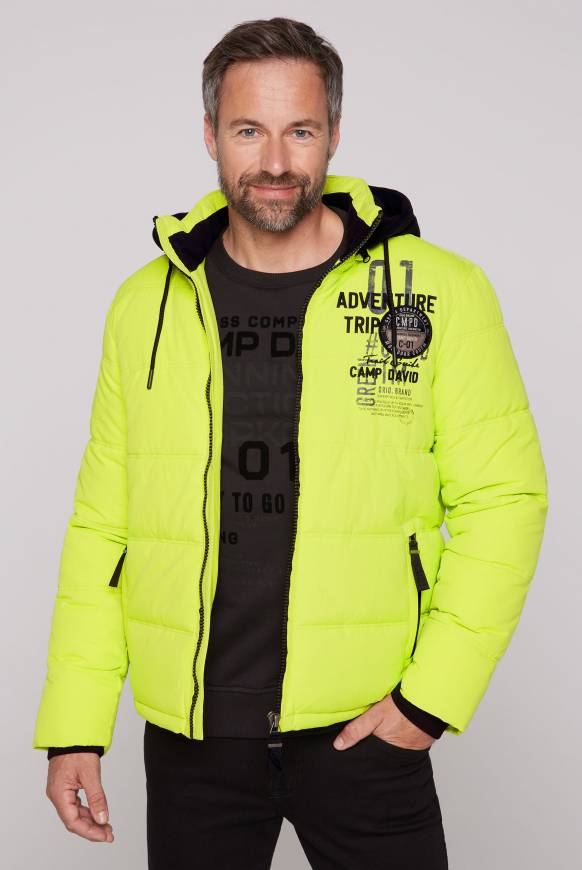 Soccx Strukturierte Steppjacke mit abtrennbarer Sweatkapuze neon kiwi