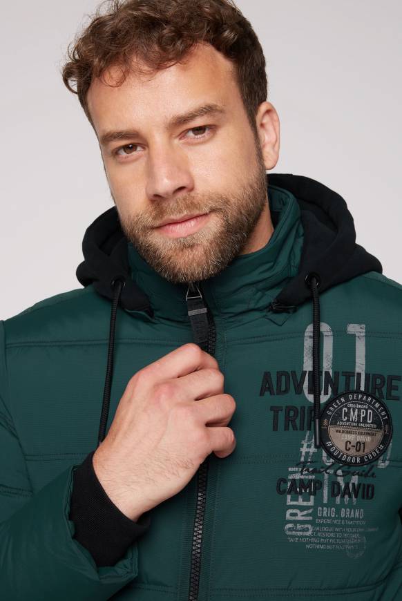 Soccx Strukturierte Steppjacke Mit Abtrennbarer Sweatkapuze Deep Green
