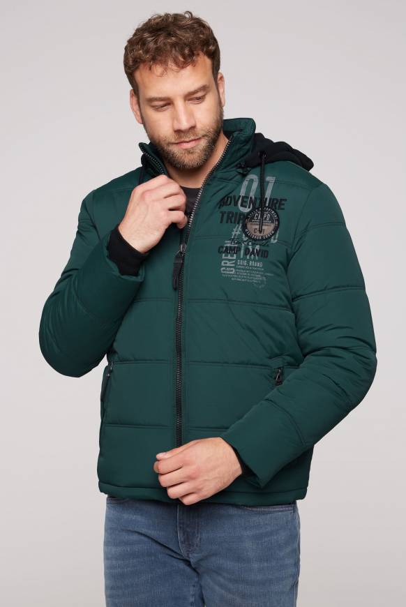 Soccx Strukturierte Steppjacke mit abtrennbarer Sweatkapuze deep green