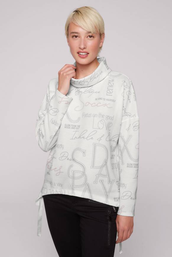 Soccx Strukturiertes Sweatshirt mit All Over Print opticwhite