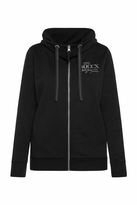 Soccx Sweatjacke Mit Hohem Kragen Und Rücken-Print Black S