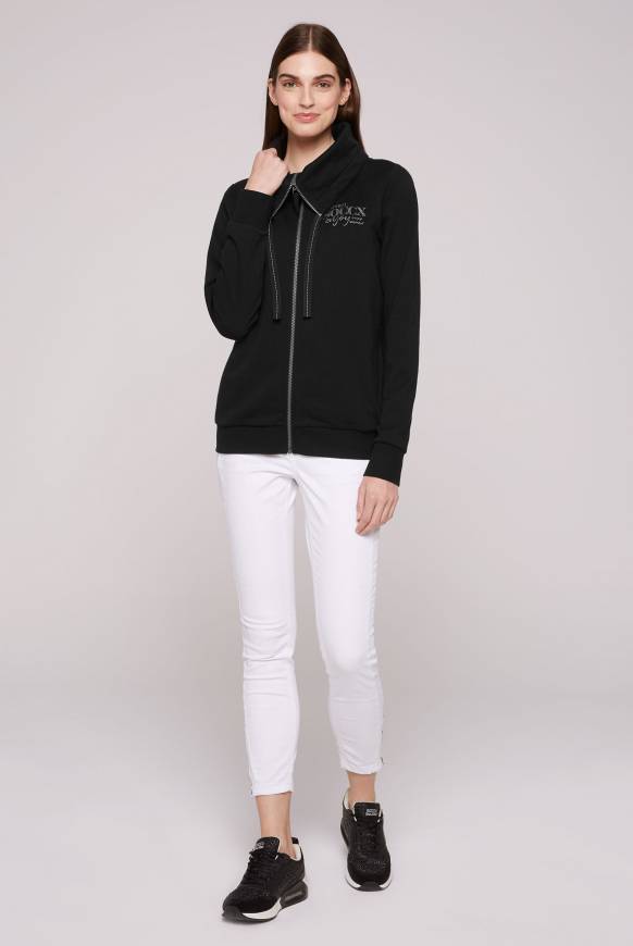 Soccx Sweatjacke Mit Hohem Kragen Und Rücken-Print Black S