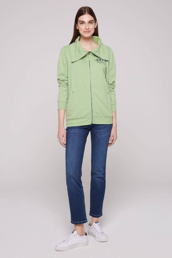 Soccx Sweatjacke Mit Hohem Kragen Und Rücken-Print Light Green
