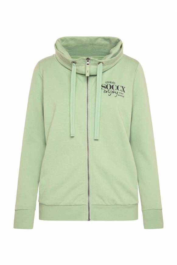 Soccx Sweatjacke Mit Hohem Kragen Und Rücken-Print Light Green