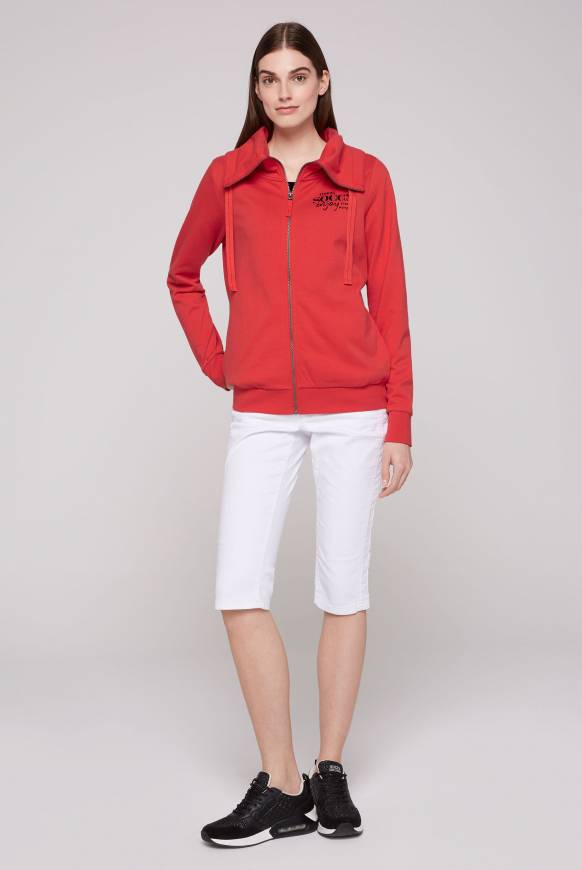 Soccx Sweatjacke Mit Hohem Kragen Und Rücken-Print Red Orange