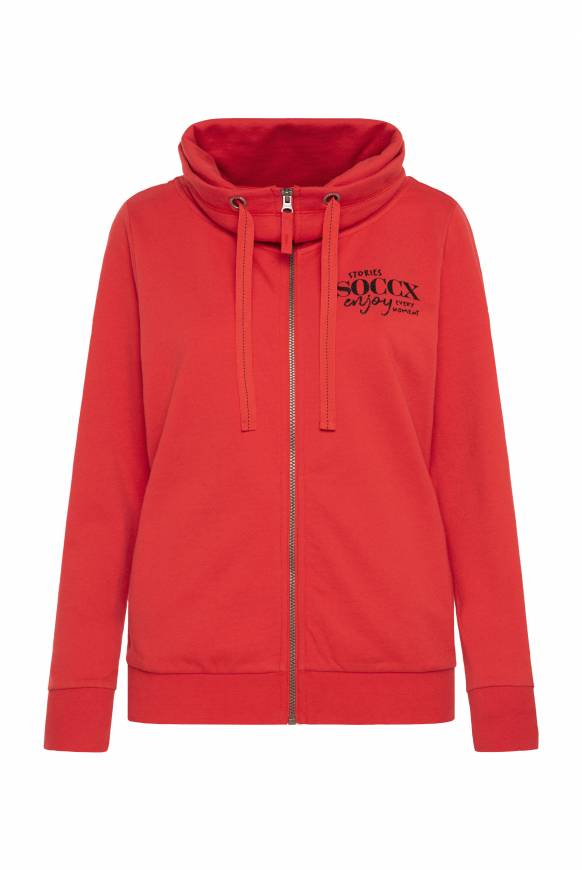 Soccx Sweatjacke Mit Hohem Kragen Und Rücken-Print Red Orange