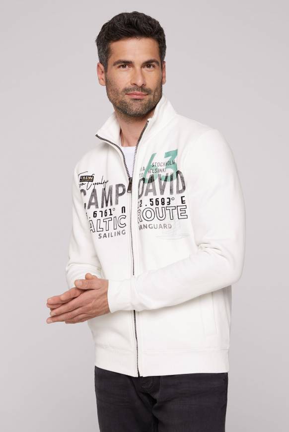 Soccx Sweatjacke mit Logo Print und Stickereien ivory