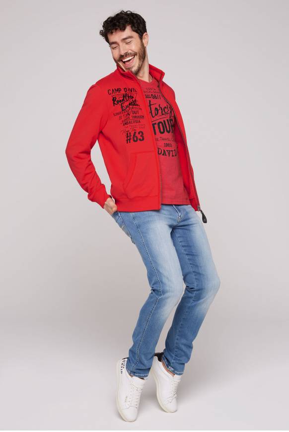 Soccx Sweatjacke Mit Print Und Stickereien Red Orange M