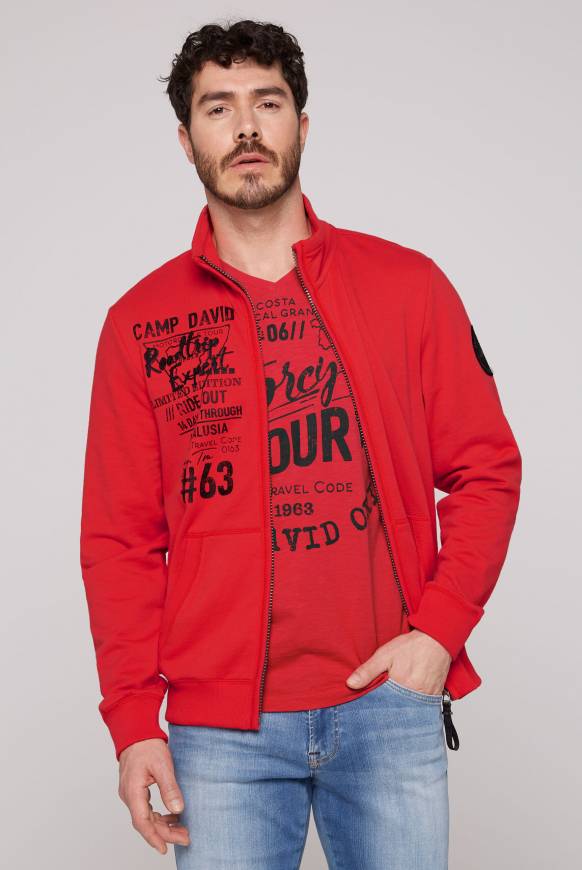 Soccx Sweatjacke mit Print und Stickereien red orange M