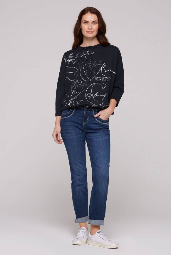 Soccx Sweatshirt Mit 3/4-Ärmeln Und Artwork Blue Navy