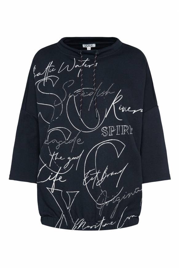 Soccx Sweatshirt Mit 3/4-Ärmeln Und Artwork Blue Navy