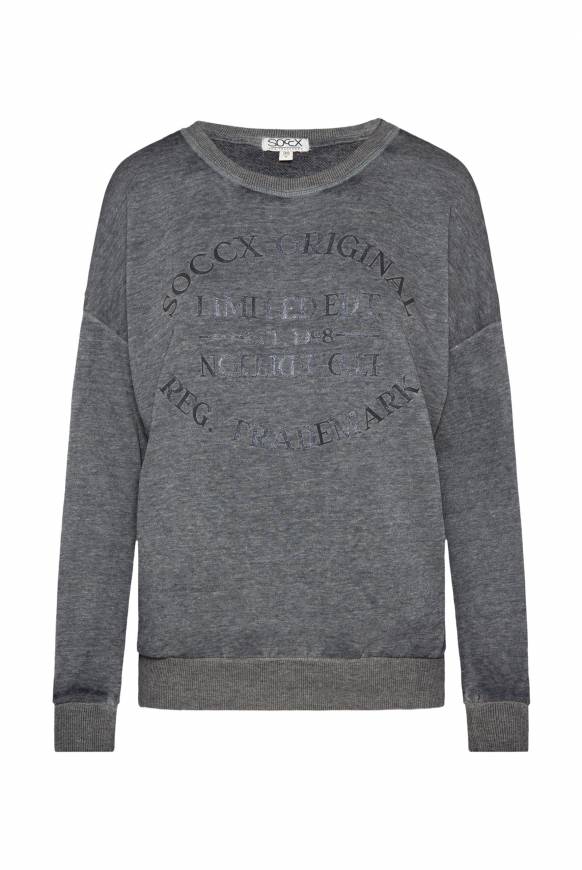 Soccx Sweatshirt Mit Ausbrenner-Effekten Und Print Blue Navy