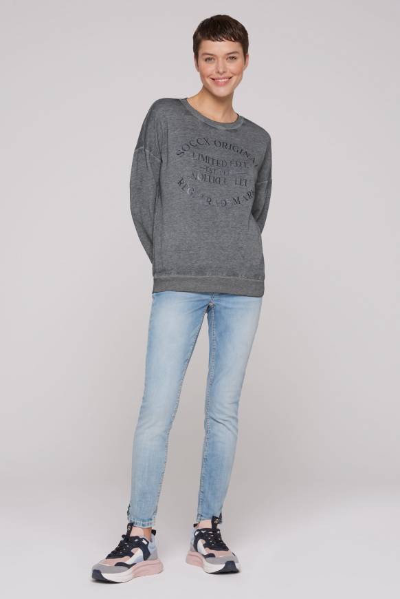 Soccx Sweatshirt Mit Ausbrenner-Effekten Und Print Blue Navy