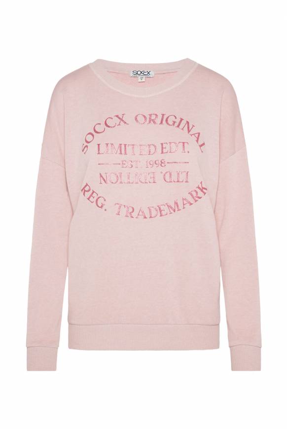 Soccx Sweatshirt Mit Ausbrenner-Effekten Und Print Rose Blush