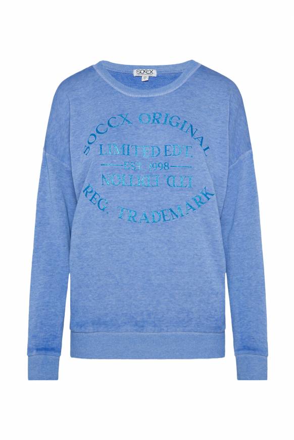 Soccx Sweatshirt Mit Ausbrenner-Effekten Und Print Vividblue
