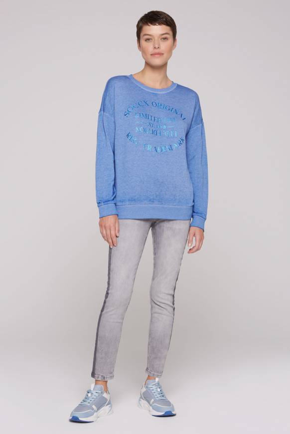 Soccx Sweatshirt Mit Ausbrenner-Effekten Und Print Vividblue