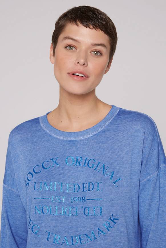Soccx Sweatshirt Mit Ausbrenner-Effekten Und Print Vividblue