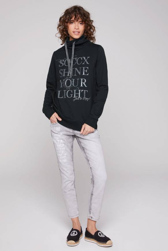 Soccx Sweatshirt Mit Hohem Kragen Und Artwork Black M