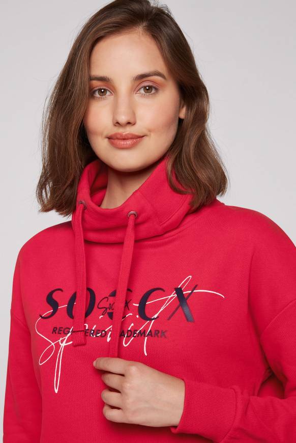 Soccx Sweatshirt Mit Hohem Kragen Und Logo Print Clear Red