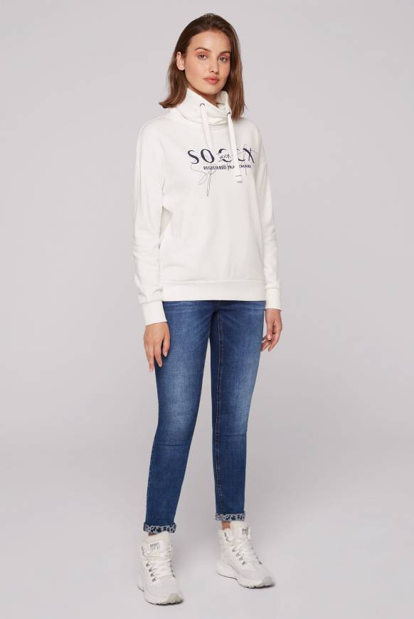 Soccx Sweatshirt Mit Hohem Kragen Und Logo Print Ivory