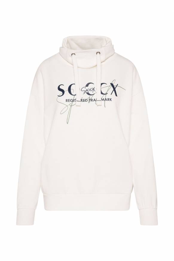 Soccx Sweatshirt Mit Hohem Kragen Und Logo Print Ivory