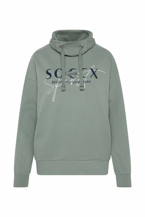 Soccx Sweatshirt Mit Hohem Kragen Und Logo Print Muted Aqua