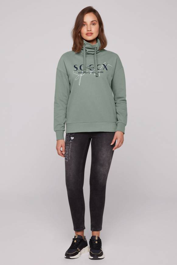 Soccx Sweatshirt Mit Hohem Kragen Und Logo Print Muted Aqua