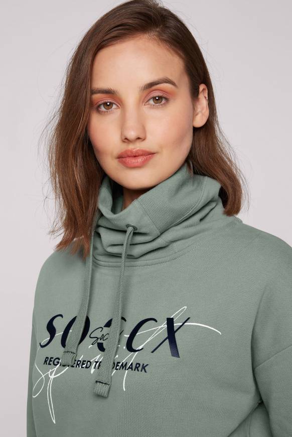 Soccx Sweatshirt Mit Hohem Kragen Und Logo Print Muted Aqua